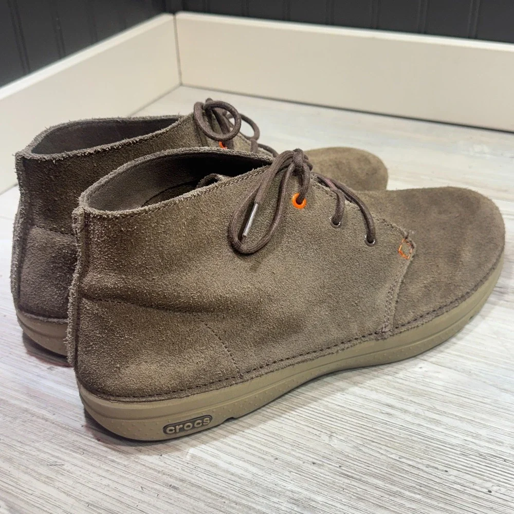 Men's Crocs Thompson Desert Chukka Boots Size 13 Brown‎ Suede Ankle Lace Up